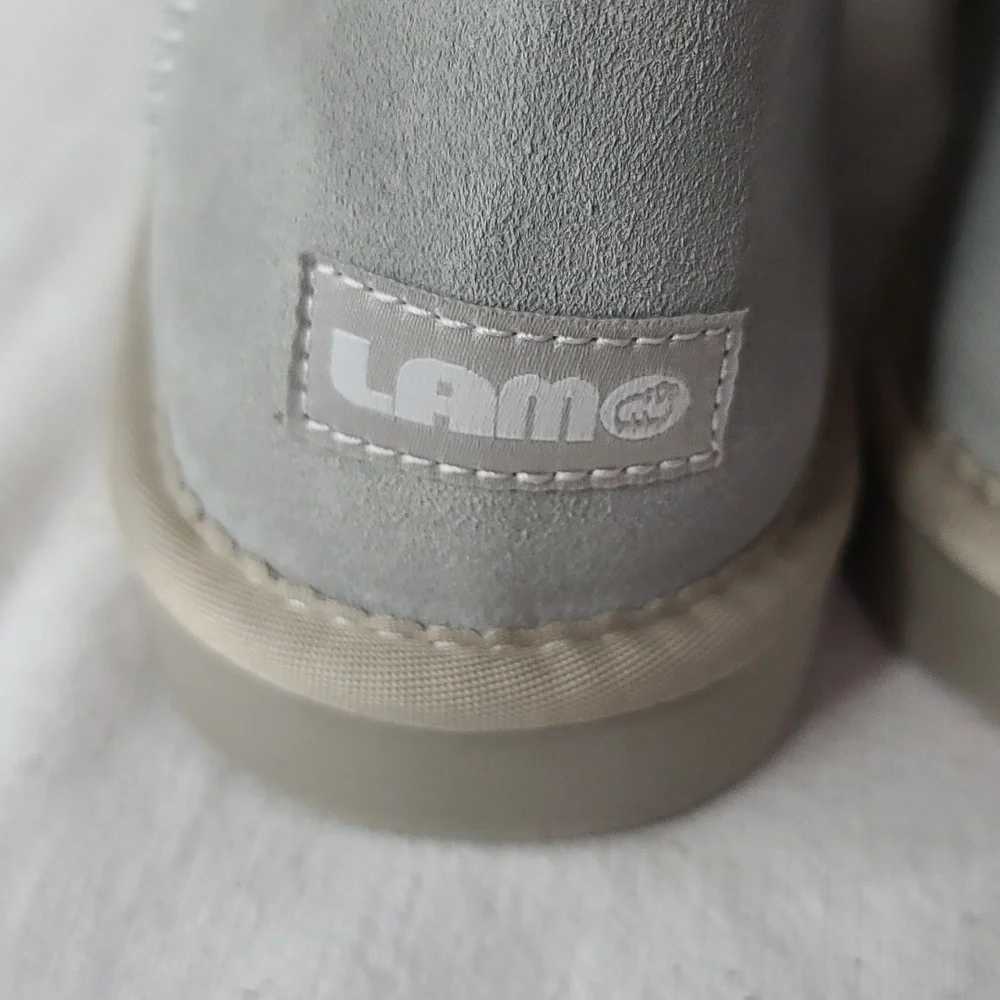 LAM Womens Light Blue Suede? Fur Lined Winter Boots Zips Lace-up Tassle Sz 6 EUC